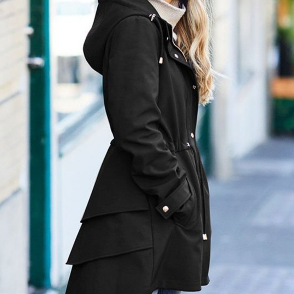 Jessica Simpson Black Hooded Trench Coat